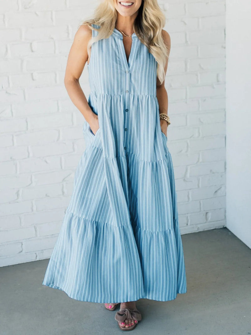 Jessa - Knopf - Front Stufenkleid - Livezo