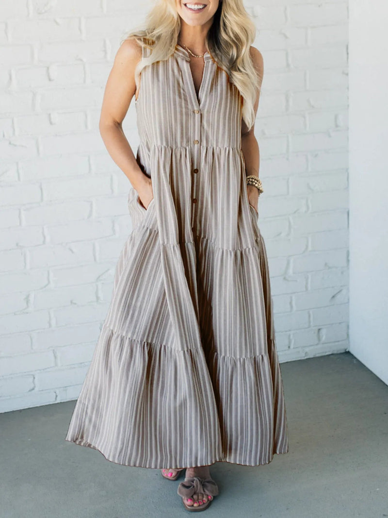Jessa - Knopf - Front Stufenkleid - Livezo