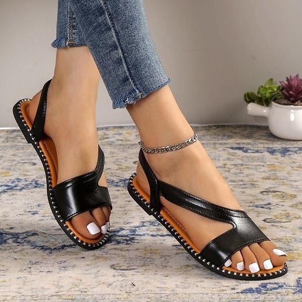 Damen Sandalen mit offener Spitze und flacher Sohle