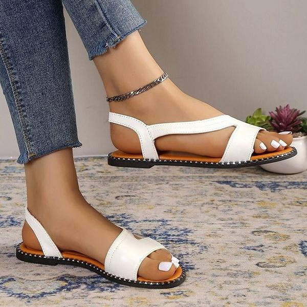 Damen Sandalen mit offener Spitze und flacher Sohle