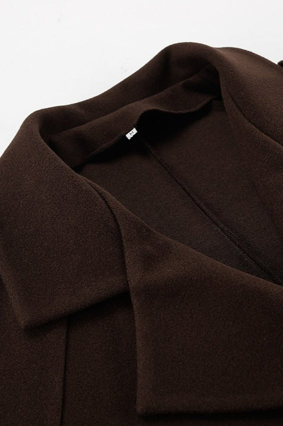 Klassische braune Wollmischung Doppelreihige Jacke für Herbstlagen - Livezo