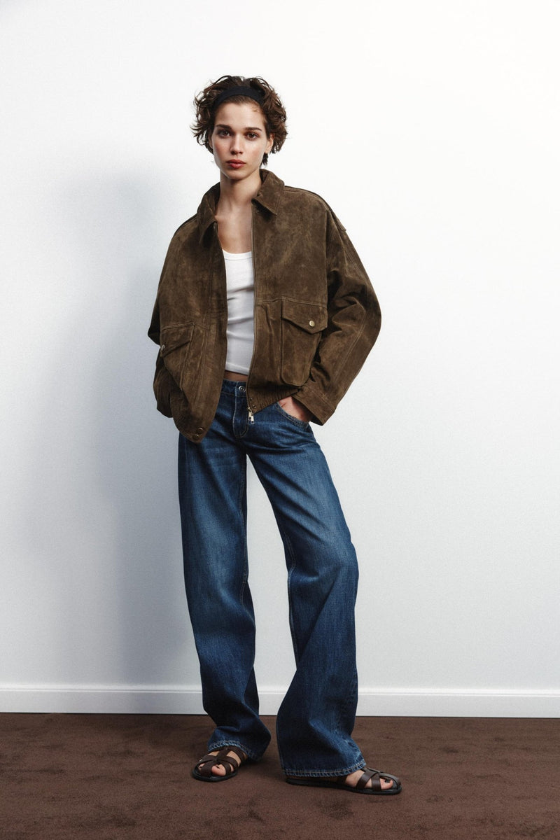 Klassische Veloursleder - Bomberjacke - Livezo