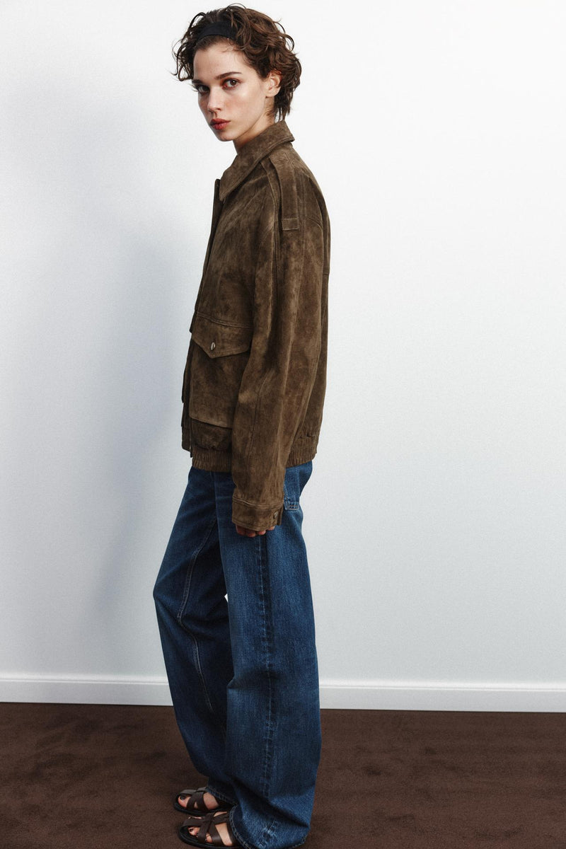 Klassische Veloursleder - Bomberjacke - Livezo