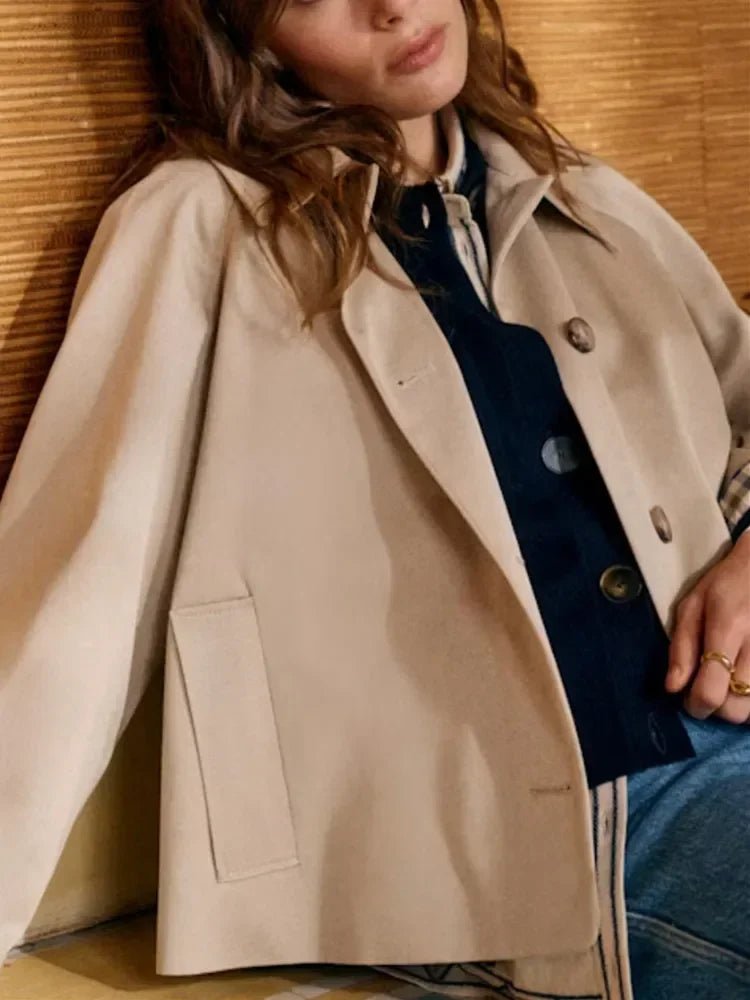 Klassischer Karo - Trenchcoat mit umgelegtem Kragen - Livezo