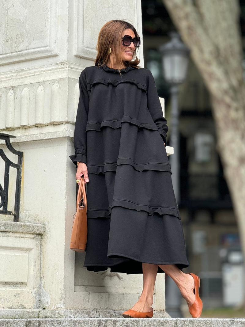 Klassisches schwarzes ärmelloses Kleid - Livezo