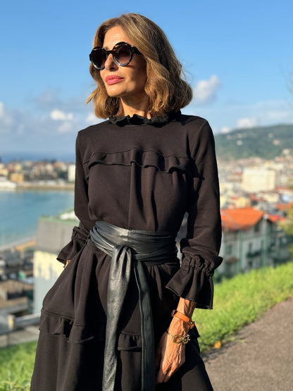 Klassisches schwarzes ärmelloses Kleid - Livezo