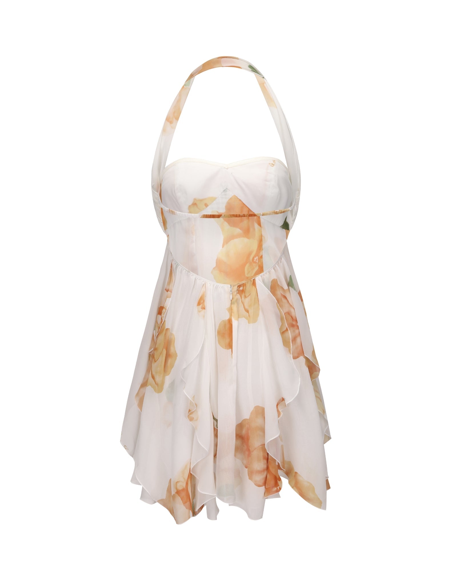 Kleid mit Blumenmuster und Neckholder - Ausschnitt - Livezo
