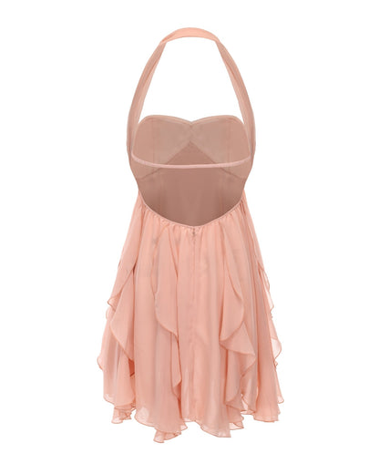 Kleid mit Blumenmuster und Neckholder - Ausschnitt - Livezo