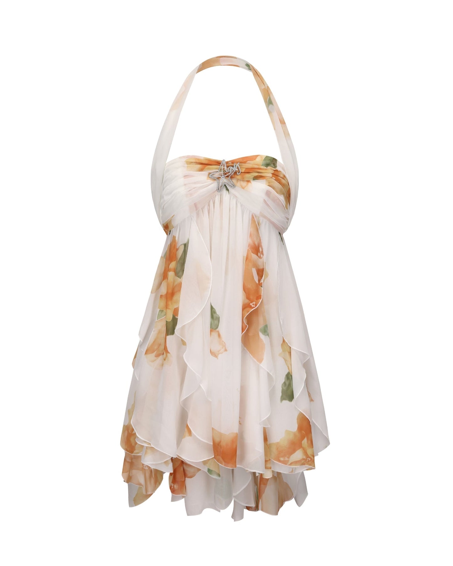 Kleid mit Blumenmuster und Neckholder - Ausschnitt - Livezo