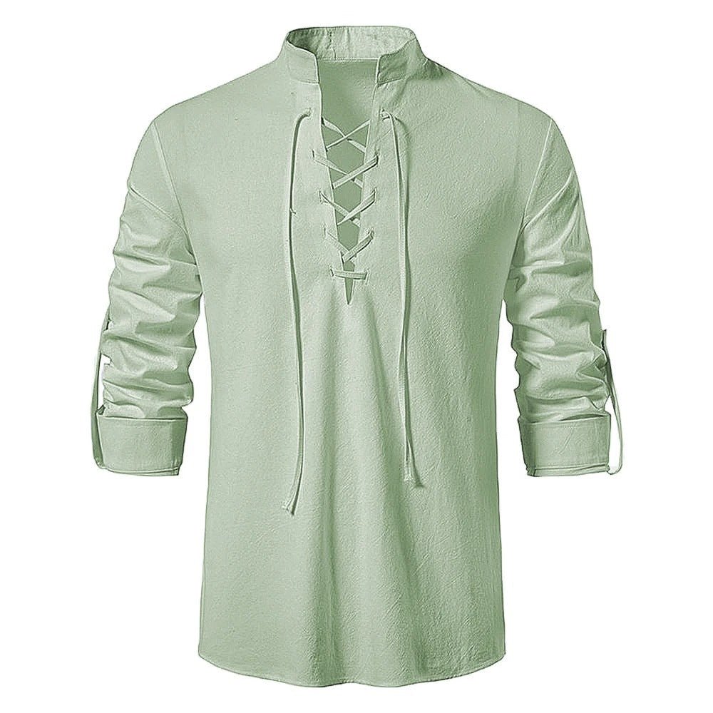 Lace - Up Stand Collar Shirt for Men - Harren Cole