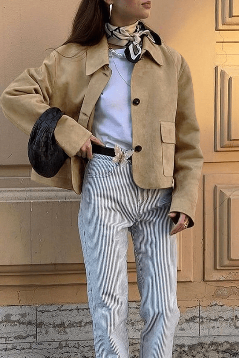 Lässige Jacke mit durchgeknöpftem Hemdkragen - Livezo