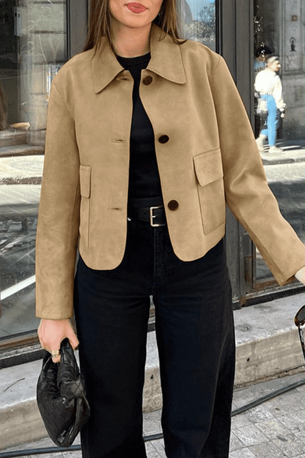 Lässige Jacke mit durchgeknöpftem Hemdkragen - Livezo