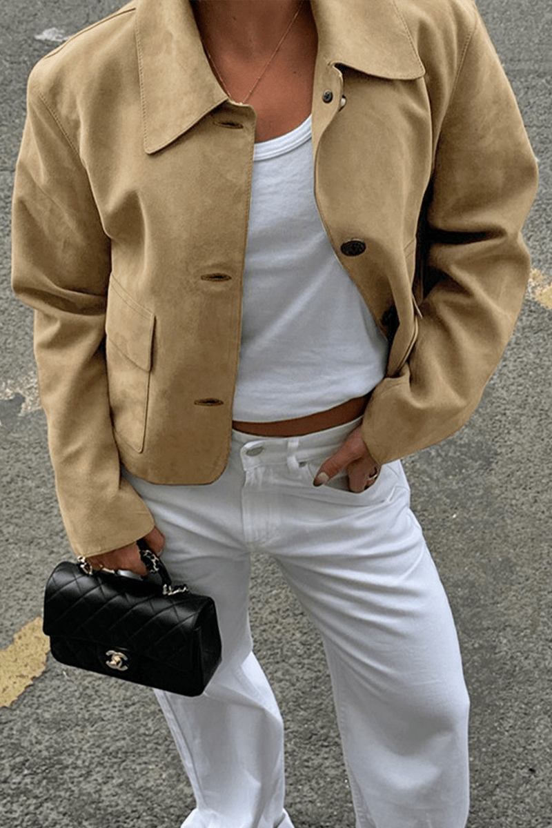 Lässige Jacke mit durchgeknöpftem Hemdkragen - Livezo