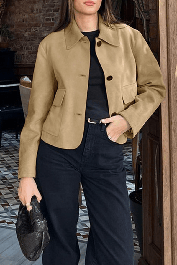 Lässige Jacke mit durchgeknöpftem Hemdkragen - Livezo