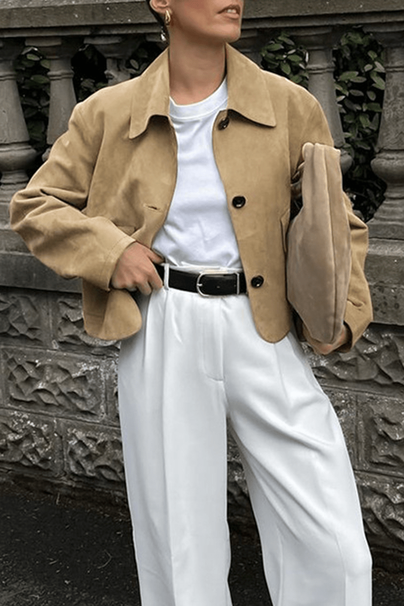 Lässige Jacke mit durchgeknöpftem Hemdkragen - Livezo