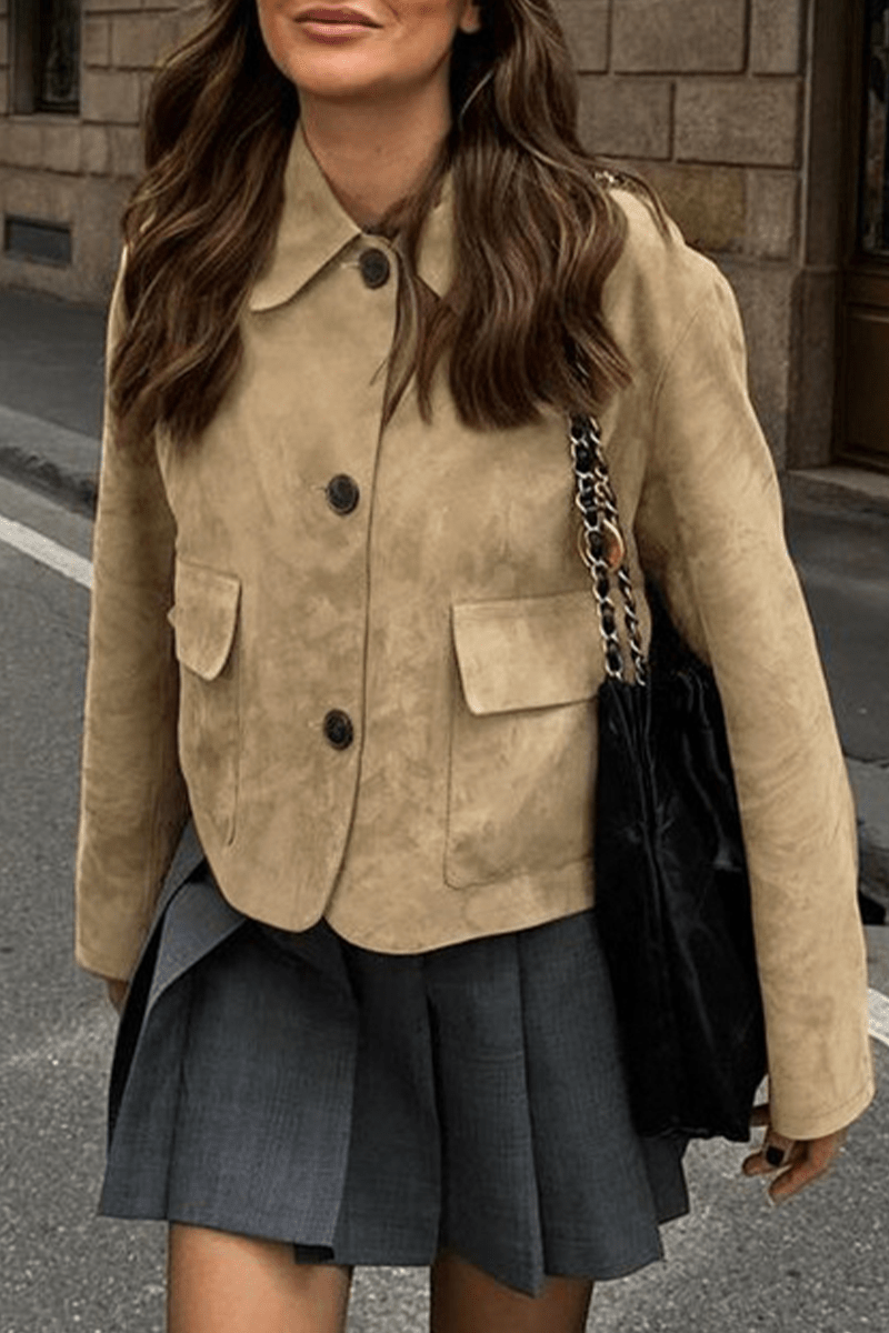 Lässige Jacke mit durchgeknöpftem Hemdkragen - Livezo