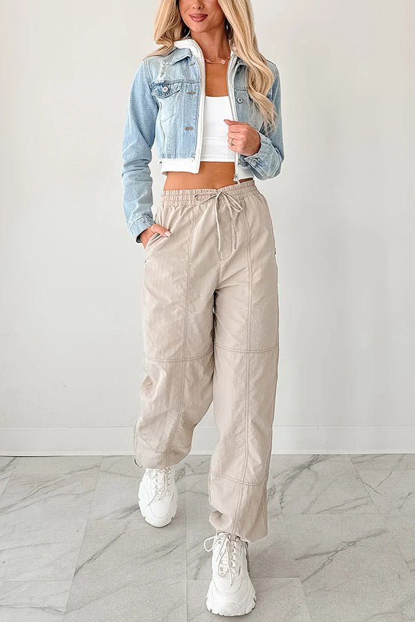 Lässige Jeansjacke mit Kapuze und Patchwork - Muster - Livezo