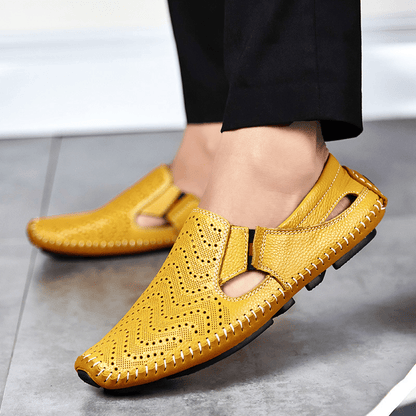 Leather Perforated Breathable Sandals - Harren Cole