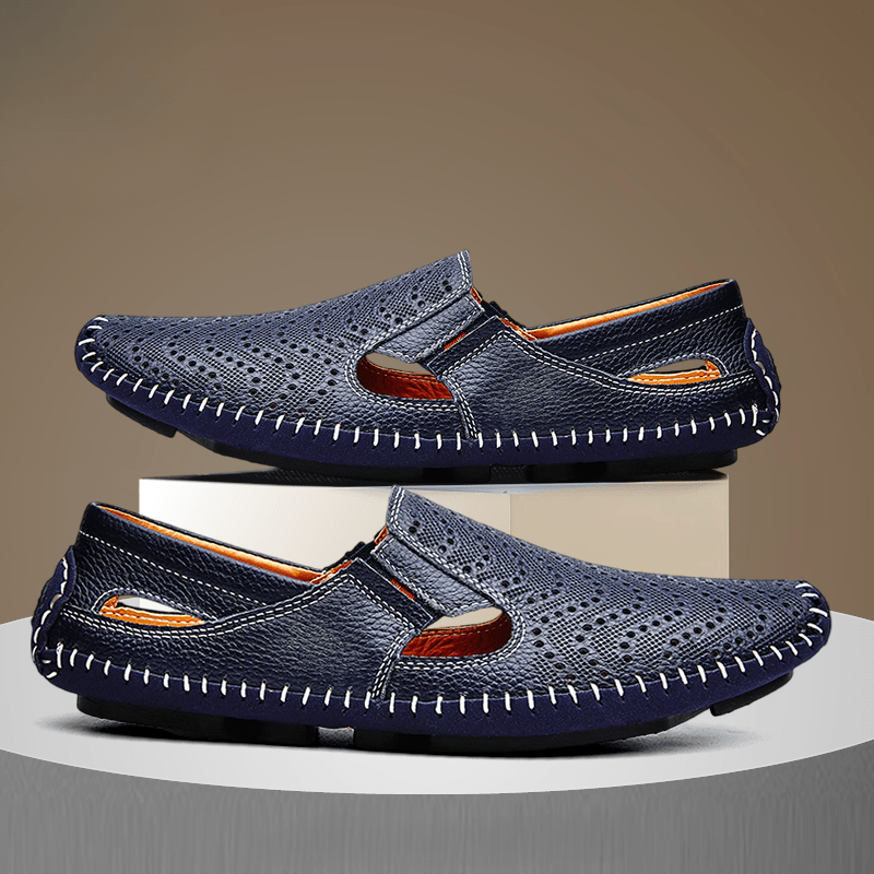 Leather Perforated Breathable Sandals - Harren Cole