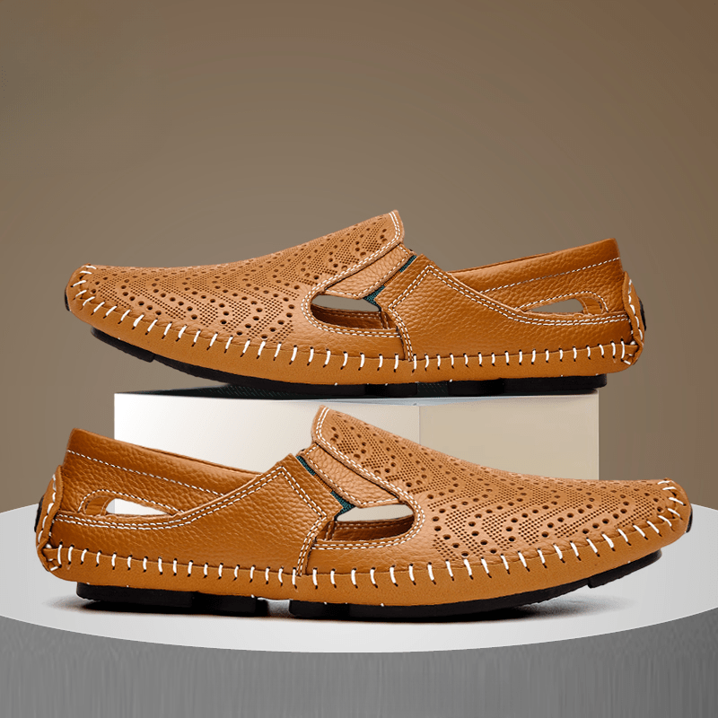 Leather Perforated Breathable Sandals - Harren Cole