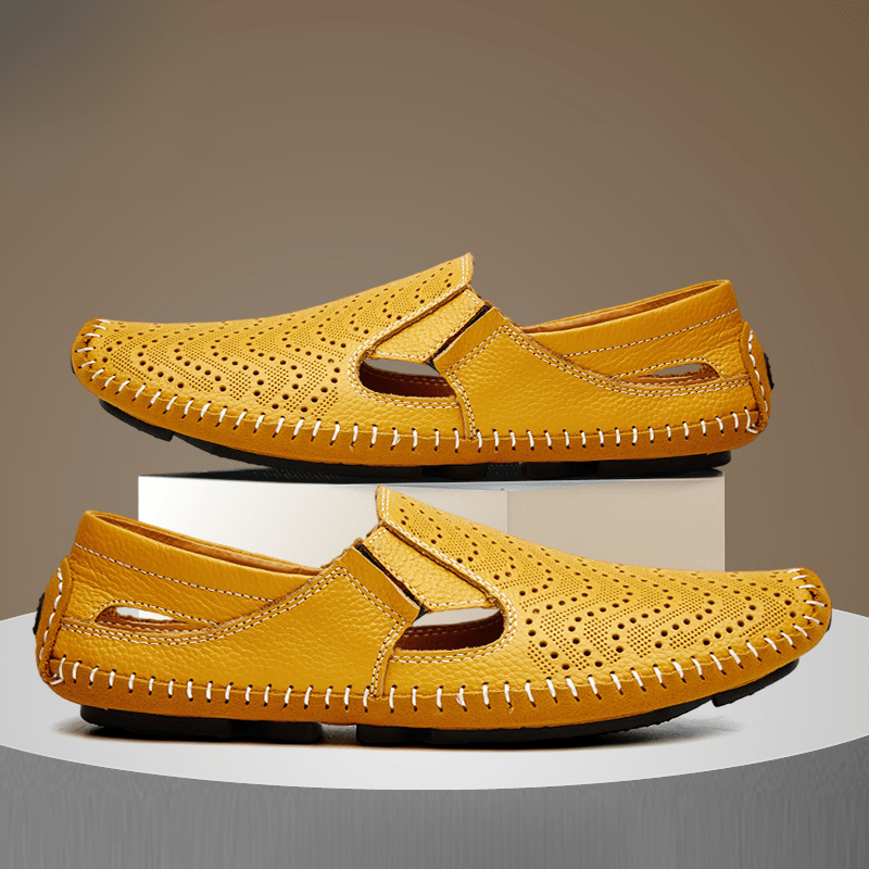 Leather Perforated Breathable Sandals - Harren Cole
