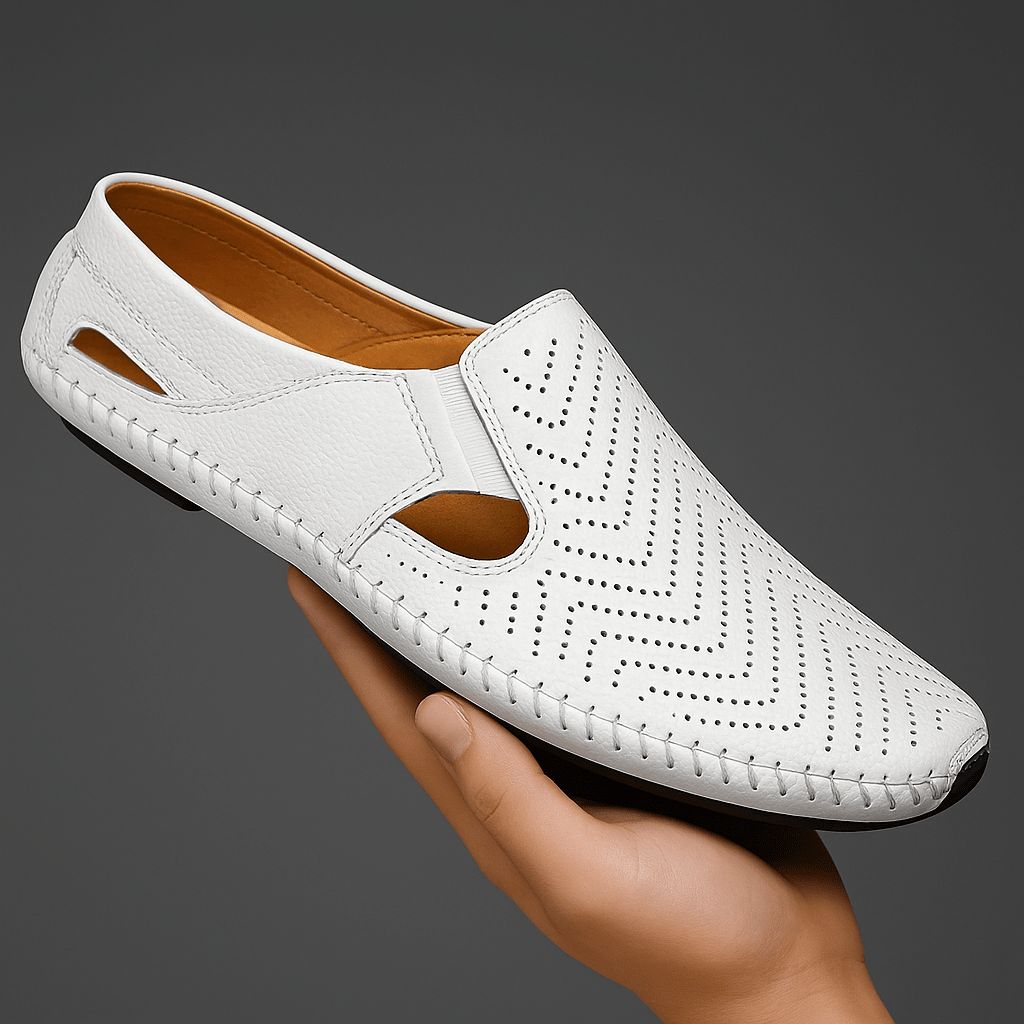Leather Perforated Breathable Sandals - Harren Cole