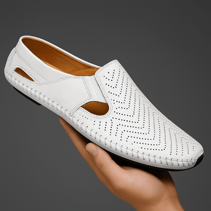 Leather Perforated Breathable Sandals - Harren Cole