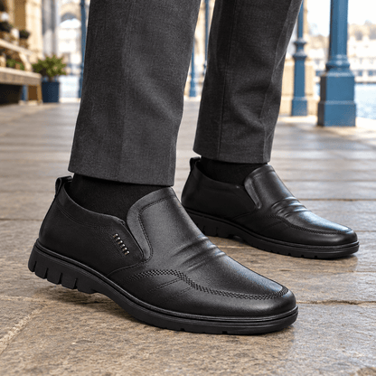 Leather Slip-On Loafers With Apron Toe - Harren Cole