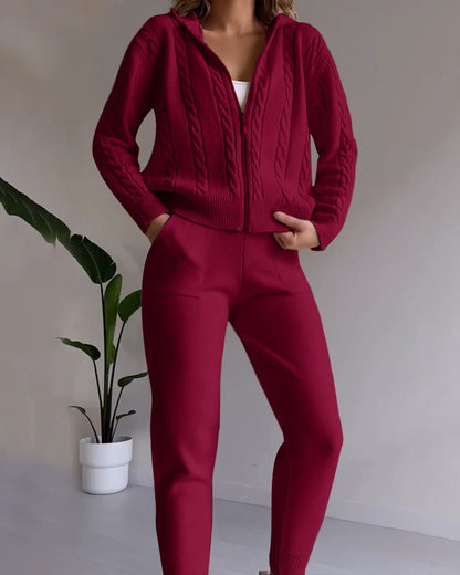 Legeres Jacquard - Strickjacken - Set mit Twist - Design - Livezo