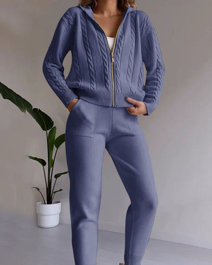 Legeres Jacquard - Strickjacken - Set mit Twist - Design - Livezo