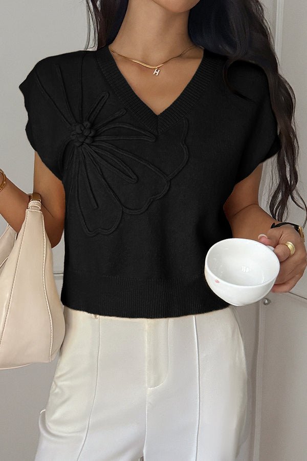 Legeres locker sitzendes Strickweste mit V - Ausschnitt - Livezo