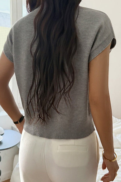 Legeres locker sitzendes Strickweste mit V - Ausschnitt - Livezo