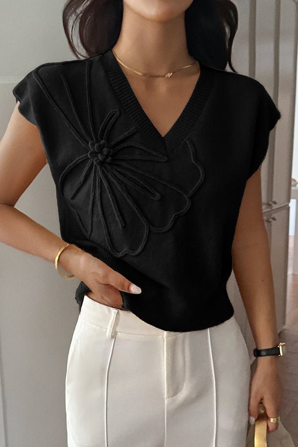 Legeres locker sitzendes Strickweste mit V - Ausschnitt - Livezo