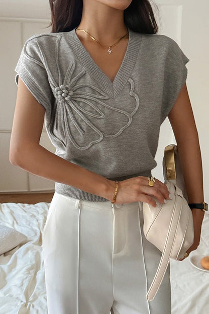 Legeres locker sitzendes Strickweste mit V - Ausschnitt - Livezo