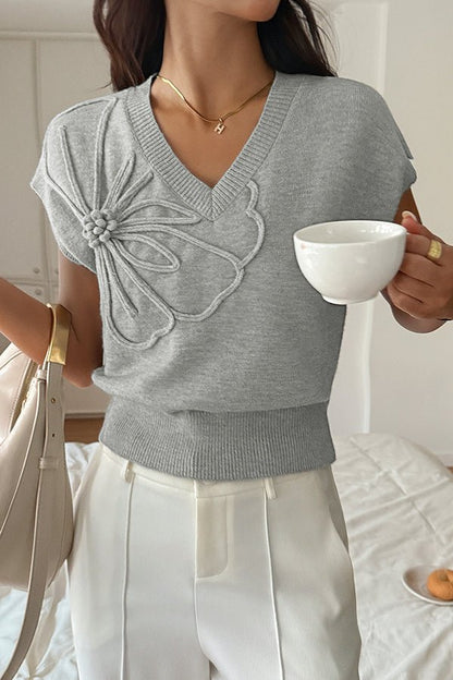 Legeres locker sitzendes Strickweste mit V - Ausschnitt - Livezo