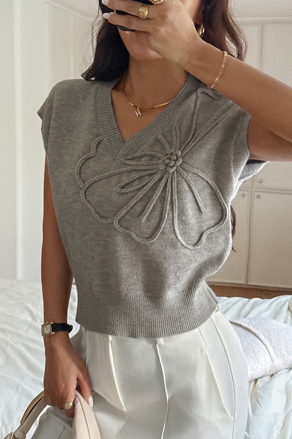 Legeres locker sitzendes Strickweste mit V - Ausschnitt - Livezo