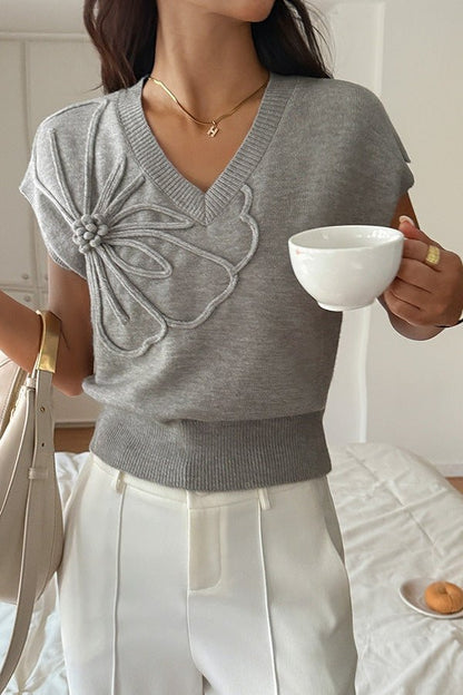 Legeres locker sitzendes Strickweste mit V - Ausschnitt - Livezo