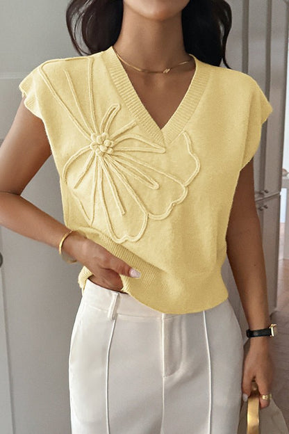 Legeres locker sitzendes Strickweste mit V - Ausschnitt - Livezo