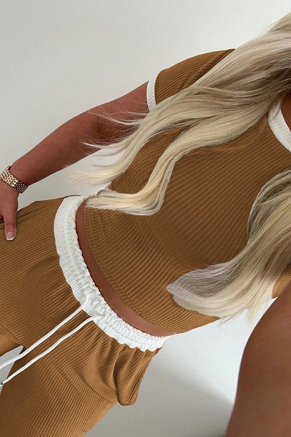 Legeres zweiteiliges Set mit Rundhalsausschnitt und Hose mit elastischem Bund - Livezo