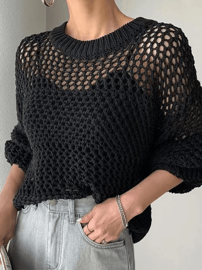 Leichter, offener Strickpullover für Damen - Livezo