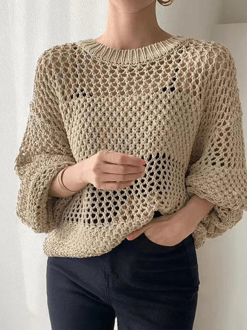 Leichter, offener Strickpullover für Damen - Livezo
