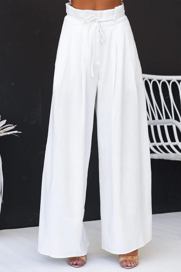Leinenmischung Tunika mit Knotenweiten - Hosen Set - Livezo
