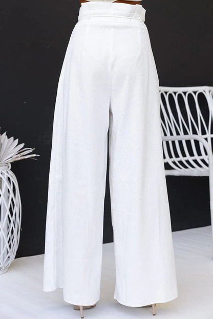Leinenmischung Tunika mit Knotenweiten - Hosen Set - Livezo