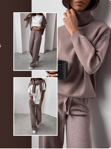 Lia Easy Chic Set - komfortabler Rollkragenpullover und Hosenanzug - Livezo