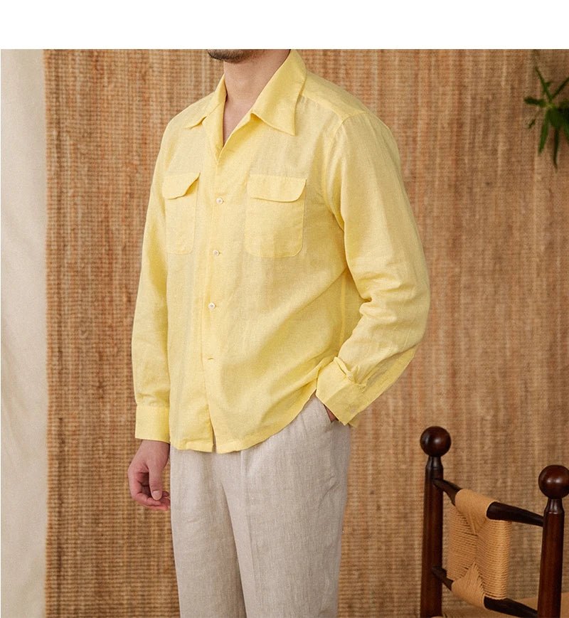 Lightweight Linen Shirt with Chest Pockets for Men - Harren Cole