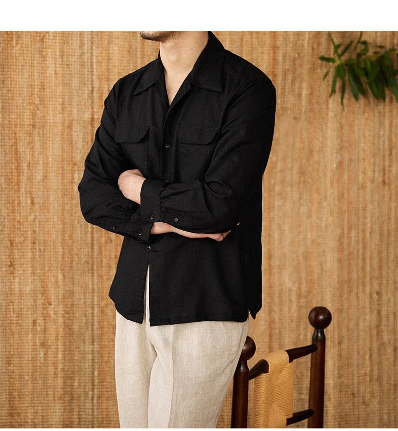 Lightweight Linen Shirt with Chest Pockets for Men - Harren Cole