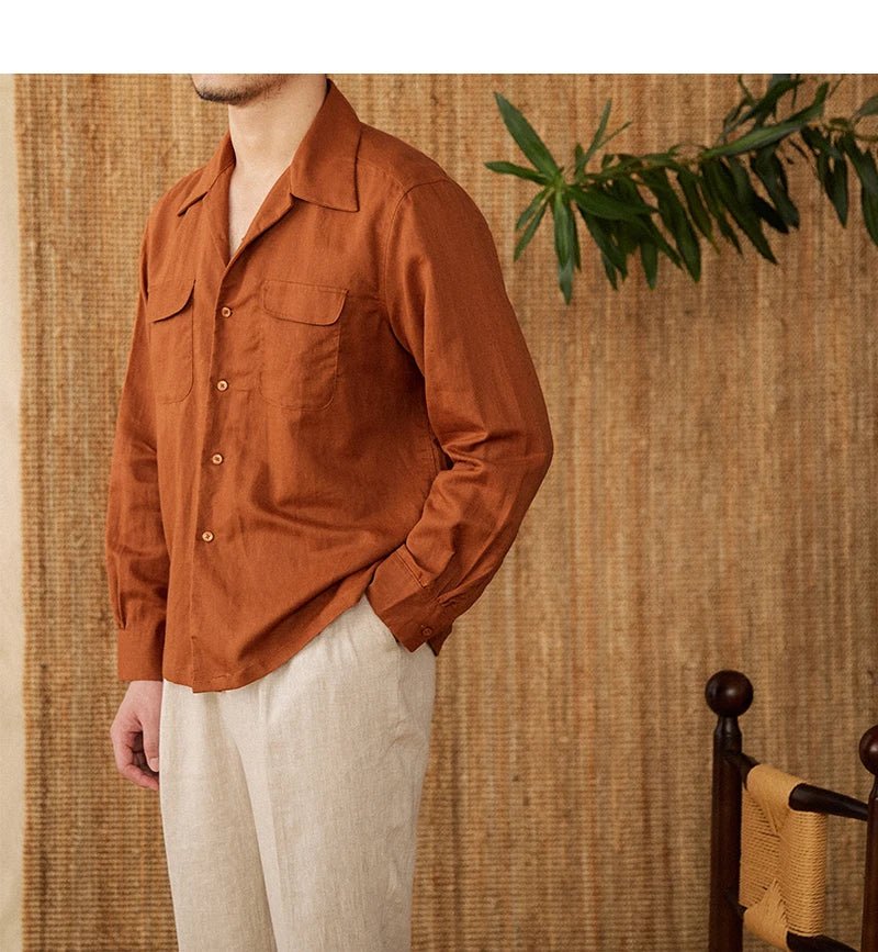 Lightweight Linen Shirt with Chest Pockets for Men - Harren Cole