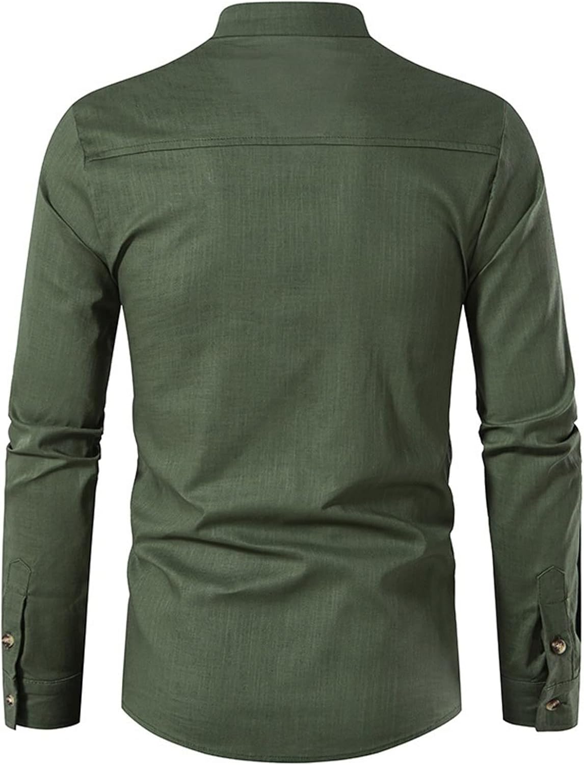 Lightweight Linen Shirt with Stand - Up Collar for Men - Harren Cole