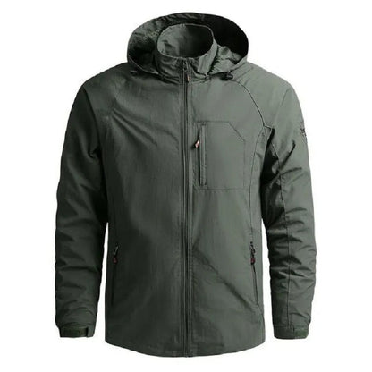 Lightweight Outdoor Jacket With Removable Hood Brown Green - Harren Cole