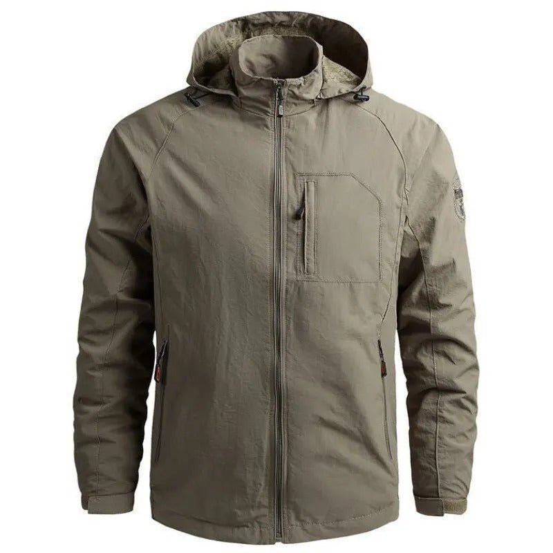 Lightweight Outdoor Jacket With Removable Hood Brown Green - Harren Cole